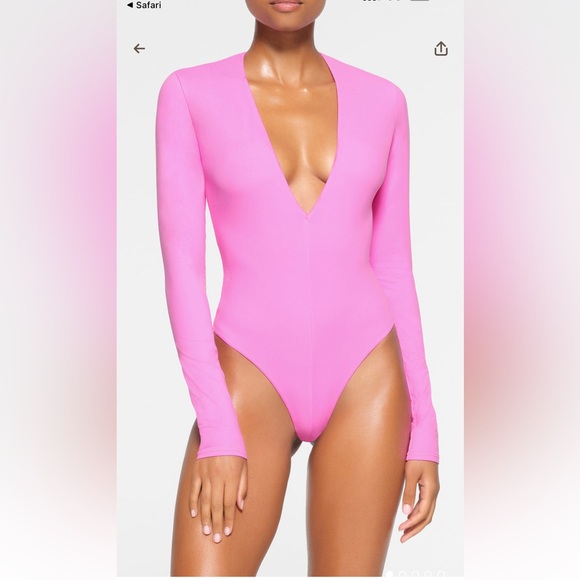 SKIMS Tops - SKIMS NWT Fits Everybody Plunge Neck Bodysuit - Neon Orchid
